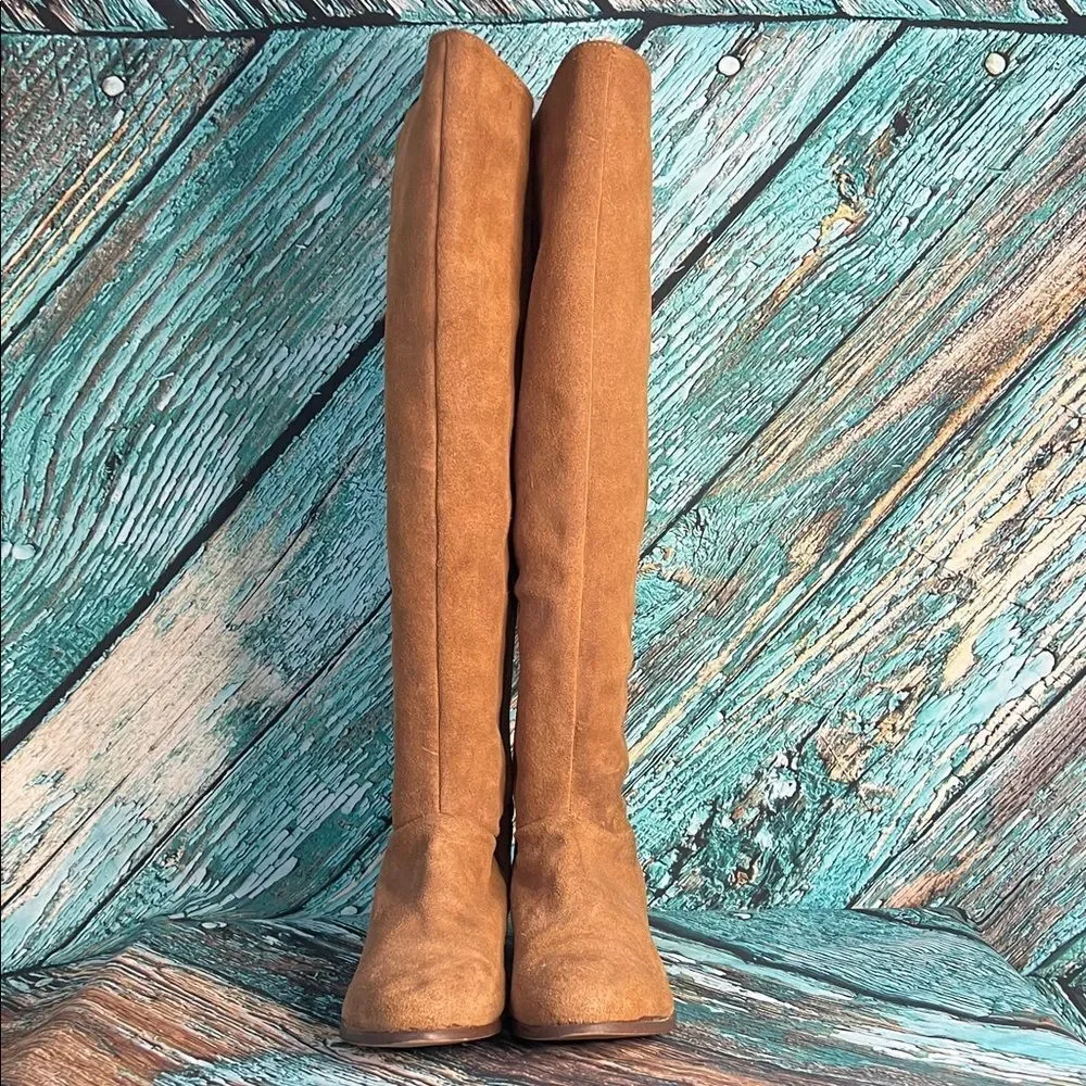 Naughty Monkey Brown Over the Knee Fringe Boots